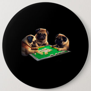 Pug Dog Mahjong Funny with Letters Mens Funny Clot 6 Cm Round Badge