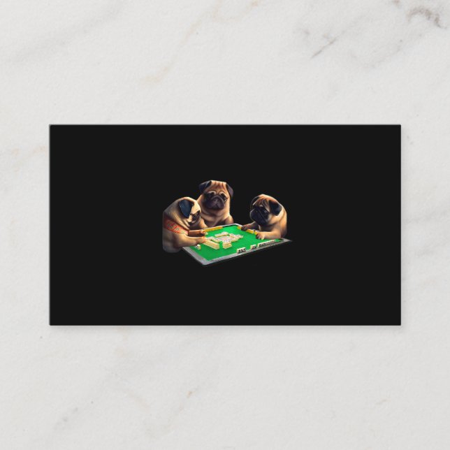 Pug Dog Mahjong Funny with Letters Mens Funny Clot Business Card (Front)