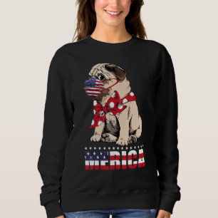 Pug Dog Merica Polka Dot 4th Of July Kids Boys Gir Sweatshirt