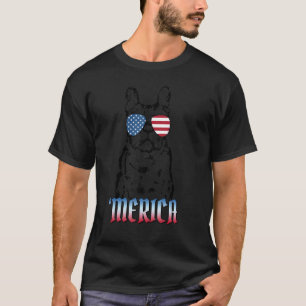 Pug Dog Merica Us Flag Glasses July 4th Patriot Pu T-Shirt