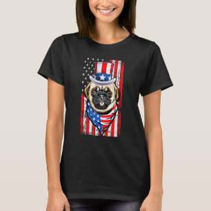 Pug Dog Merica USA American Flag Men Women Kids 4t T-Shirt