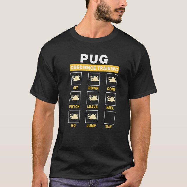 Pug Dog Obedience Training Funny Puppy Guide To Tr T-Shirt (Front)