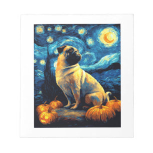 Pug dog of van gogh starry night halloween Funny J Notepad