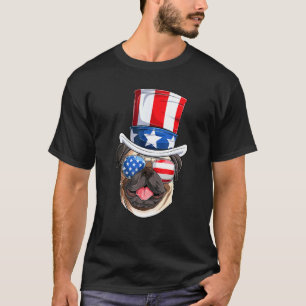 Pug Dog Owner 4th Of July Usa American Flag Men Wo T-Shirt