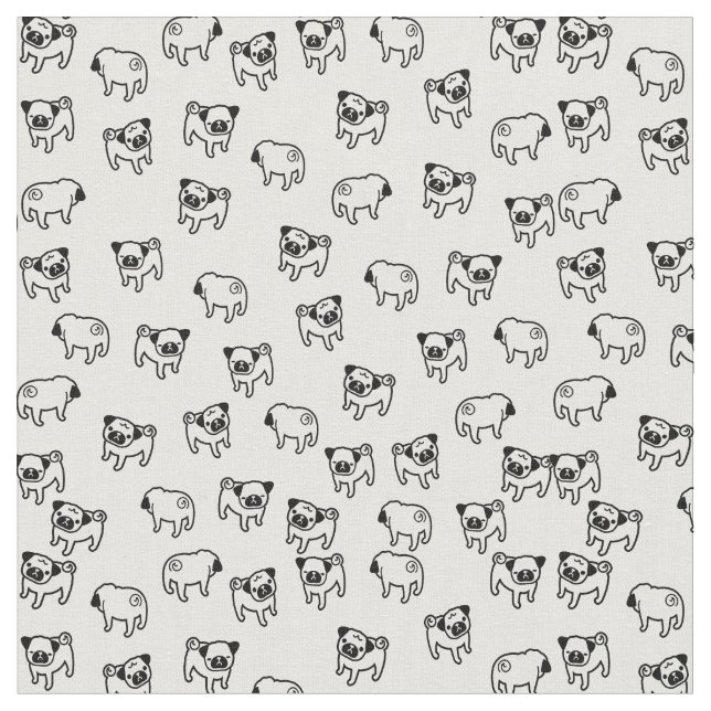 Pug dog pattern fabric (Close Up)