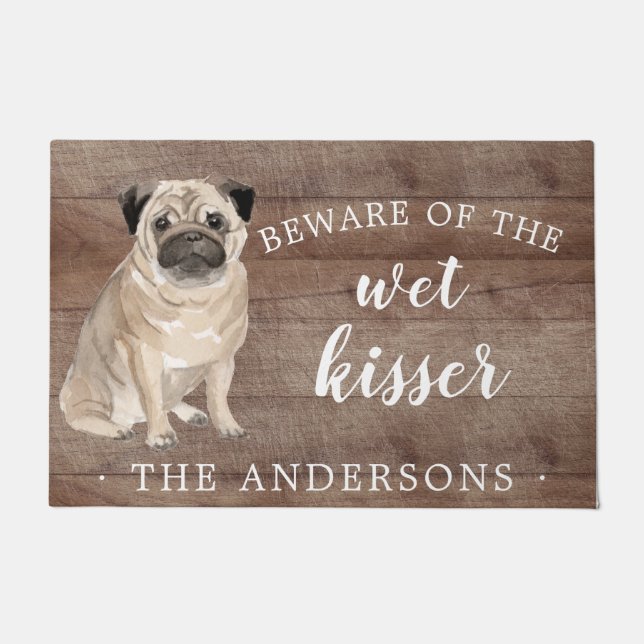 Pug Dog Personalised Door Mat (Front)