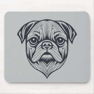 Pug Dog Pet Animal World Furry Friend Vector Art Mouse Pad