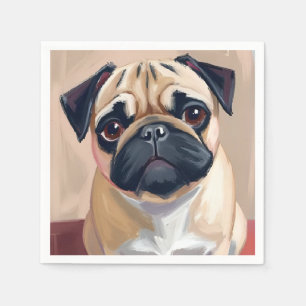 Pug Dog Pet Painting  Napkin