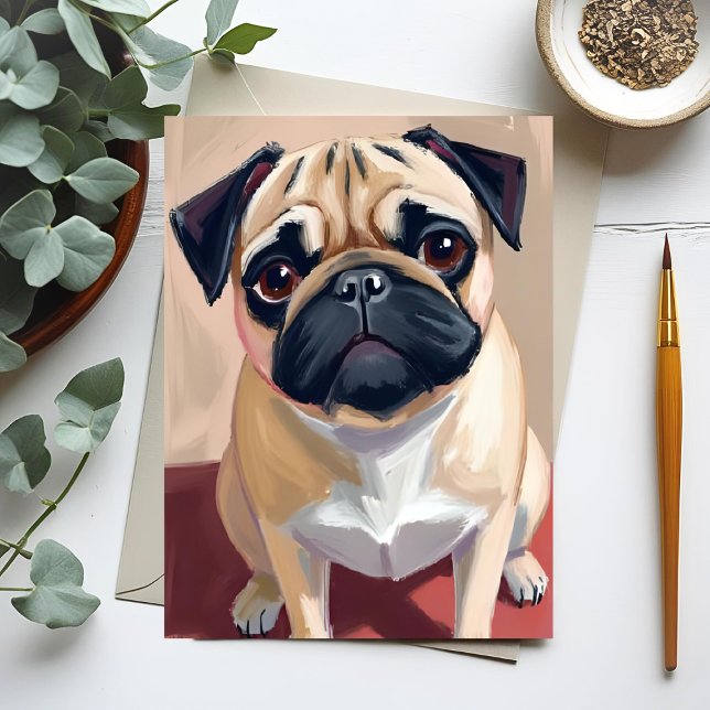 Pug Dog Pet Painting  Postcard (Creator Uploaded)
