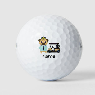 PUG Dog Pilot Aviation Industry with golf cart  Balls