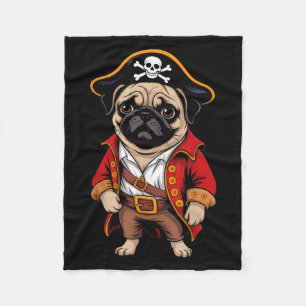 Pug Dog Pirate Shirt Boys Kids Skull Halloween Cos Fleece Blanket