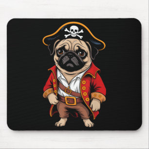 Pug Dog Pirate Shirt Boys Kids Skull Halloween Cos Mouse Pad