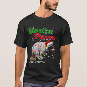 Pug Dog Pooping Christmas 2024 Funny Santa Paws Xm T-Shirt