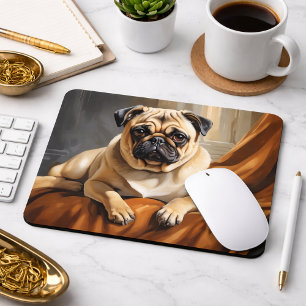Pug Dog Portrait Classic Realistic Pet Art Mouse Pad