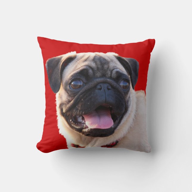 Pug Dog Portrait Cushion (Front)
