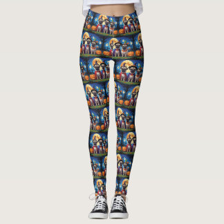 Pug Dog Pumpkin Halloween Funny Leggings