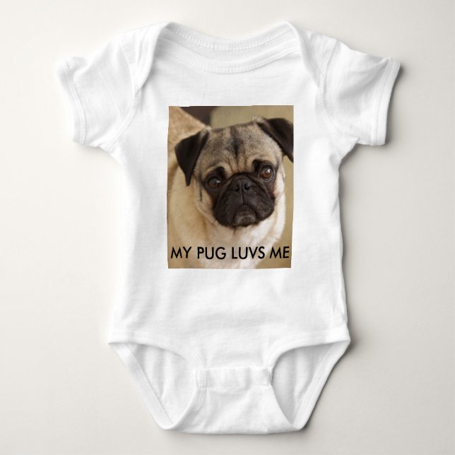 PUG DOG PUP BABY BODYSUIT (Front)