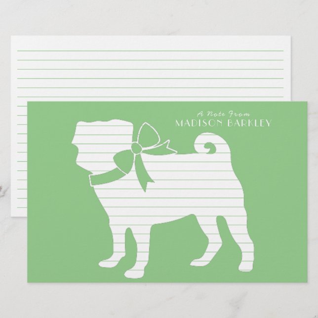 Pug Dog Puppy Stationery (Front/Back)