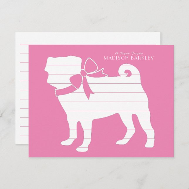 Pug Dog Puppy Thank You Card (Front/Back)
