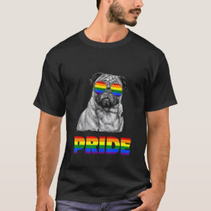 Pug Dog Rainbow Flag Sunglasses Gay Lesbian Prid T-Shirt