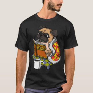 Pug Dog Reading A Book T-Shirt