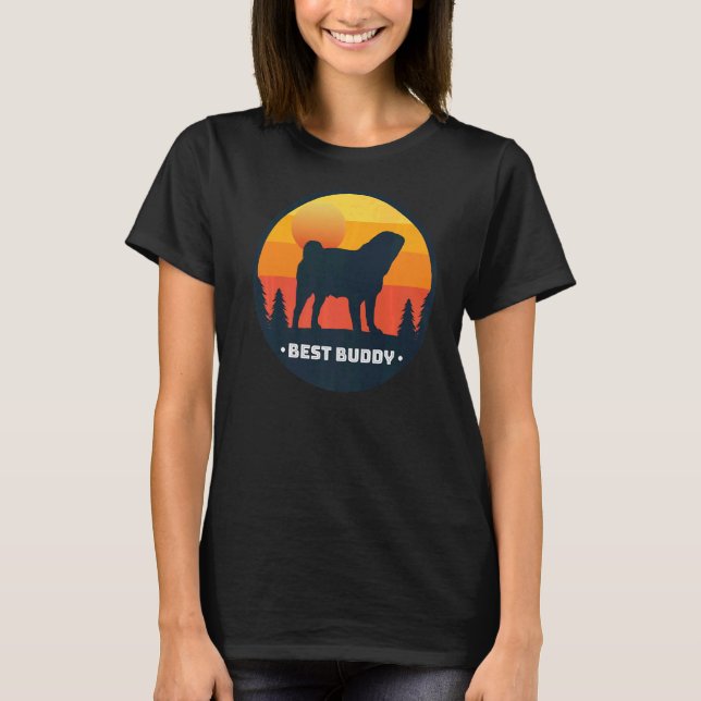 Pug Dog Retro T-Shirt (Front)