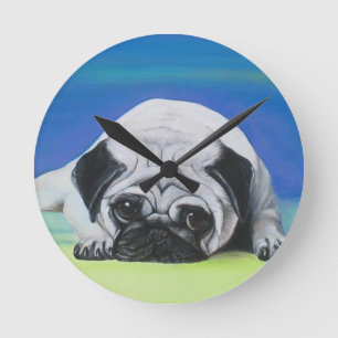 Pug Dog Round Clock