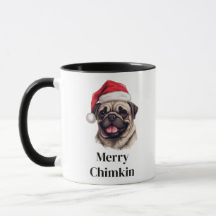 Pug Dog Santa Hat Christmas Mug