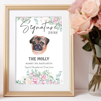 Pug Dog Signature Drink Sign