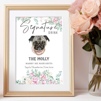 Pug Dog Signature Drink Sign