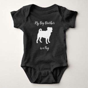 Pug Dog Silhouette Big Sibling Baby Bodysuit