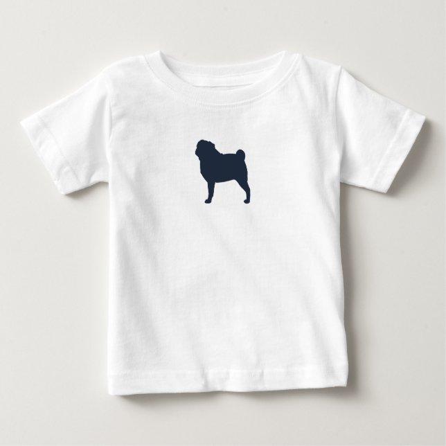 Pug Dog Silhouette | Cool Pug Lover's Baby T-Shirt (Front)