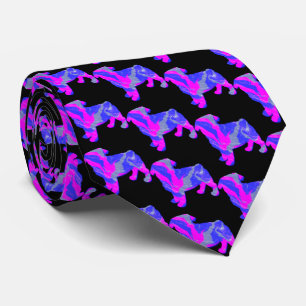 Pug Dog Silhouette Cute Pink & Blue Black Neck Tie