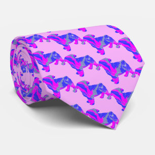 Pug Dog Silhouette Cute Pink & Blue Light Pink Tie