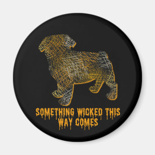 Pug Dog Silhouette Fun Halloween Magnet