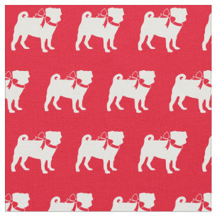 Pug Dog Silhouette Pet Red Fabric