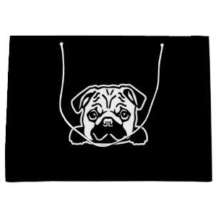 Pug Dog Sketch Portrait Large Gift Bag