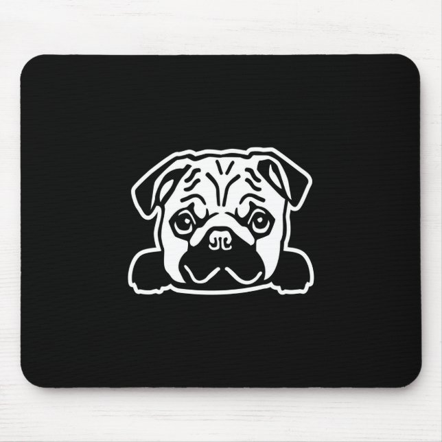 Pug Dog Sketch Portrait Mouse Pad (Front)
