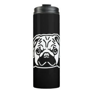 Pug Dog Sketch Portrait Thermal Tumbler