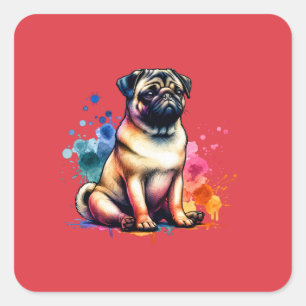 Pug Dog Square Sticker