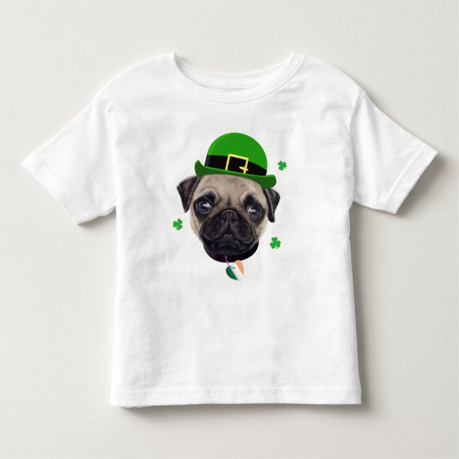 Pug Dog St Patrick’s Day Irish Flag Toddler T-Shirt (Front)