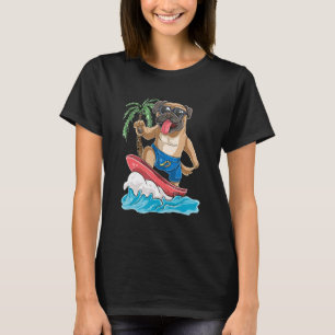 Pug Dog Surfing Retro Surf Board Surfing T-Shirt