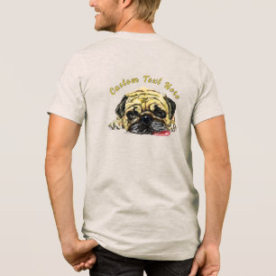 Pug Dog T-Shirt Funny with Custom Text Tri-Blend Shirt