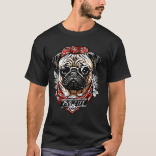 Pug Dog Tattoo Art Gangster Life T-Shirt