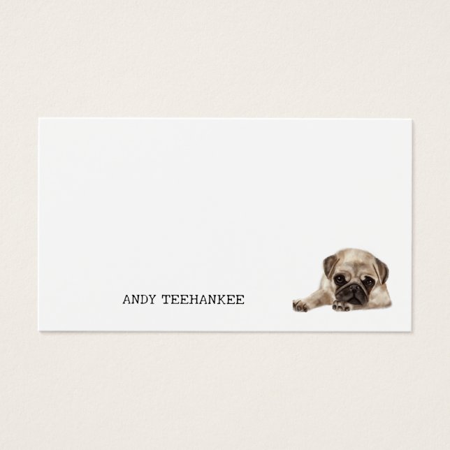 Pug Dog Thank You Note, Gift Note Card, Minimalist (Front)