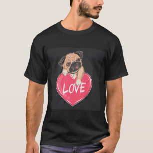 Pug Dog Valentine Puppy Art T-Shirt