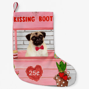 Pug Dog Valentine's Day Kissing Booth Small Christmas Stocking