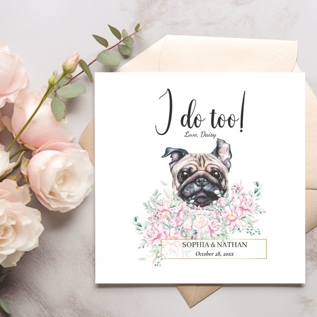 Pug Dog Wedding Cocktail Napkins (Creator Uploaded)