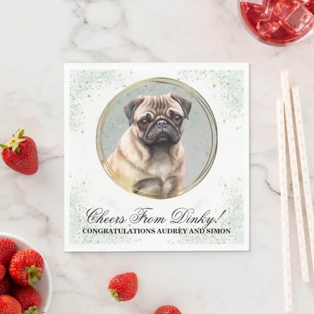 Pug Dog Wedding Napkins With Dogs Photo (Insitu)