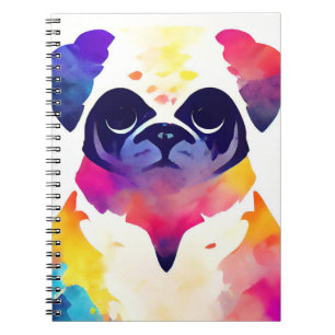 Pug Dog Wild Nature Animal Colors Art Painting Notebook